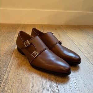 Zara Double Monk Strap Brown Leather Oxfords